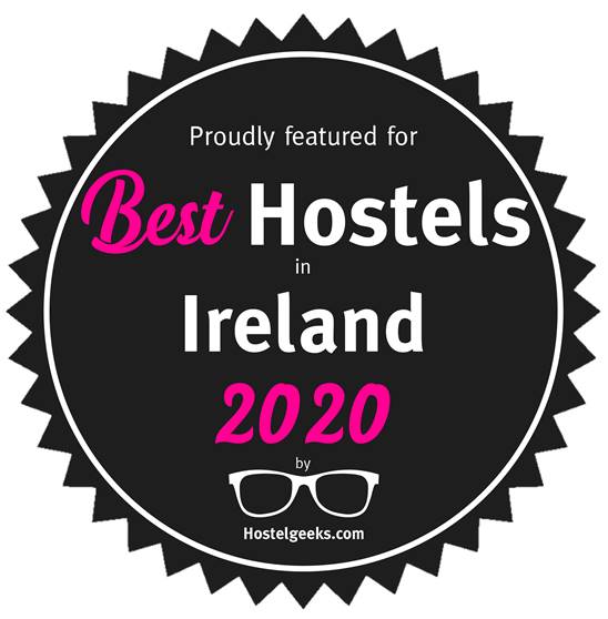 Proudly featured for Best Hostels in Ireland 2020 by hostelgeeks.com